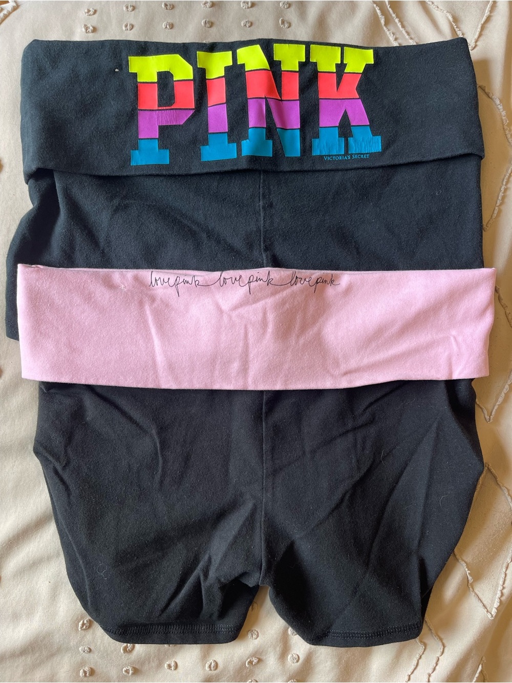 Y2K VS Pink Foldover Yoga Shortie Shorts Size Small